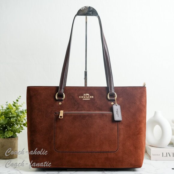 NWT Coach CCC77 Station Suede Tote Bag in Vintage Brown - Picture 1 of 15